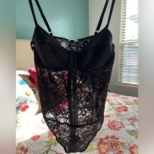 New with Tags Free People Night Rhythm Lace Bodysuit in Black